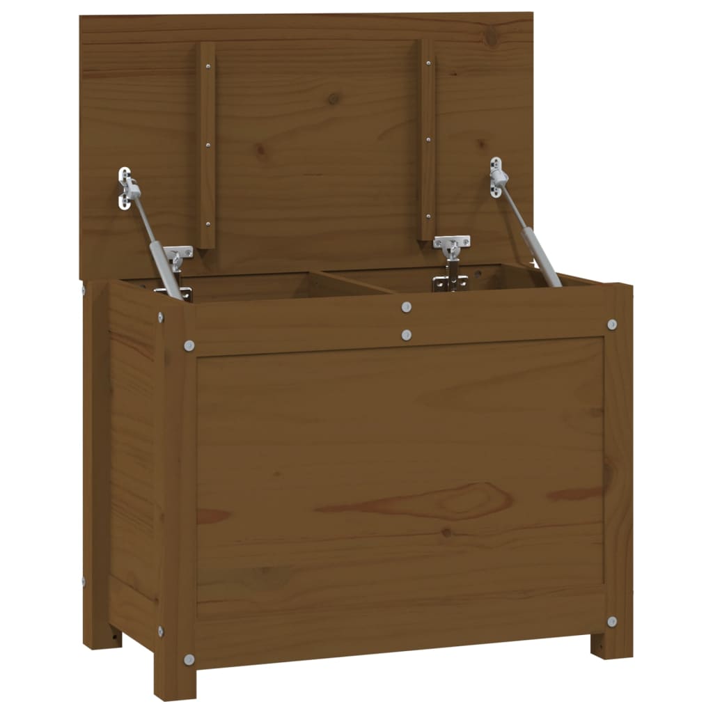 Caja De Almacenaje Madera Maciza Pino Marrón Miel 60x32x45,5 Cm_1