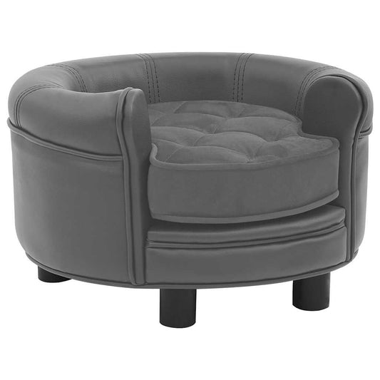 Vidaxl Sofá Para Perros Felpa Y Cuero Sintético Gris 48x48x32 Cm_0