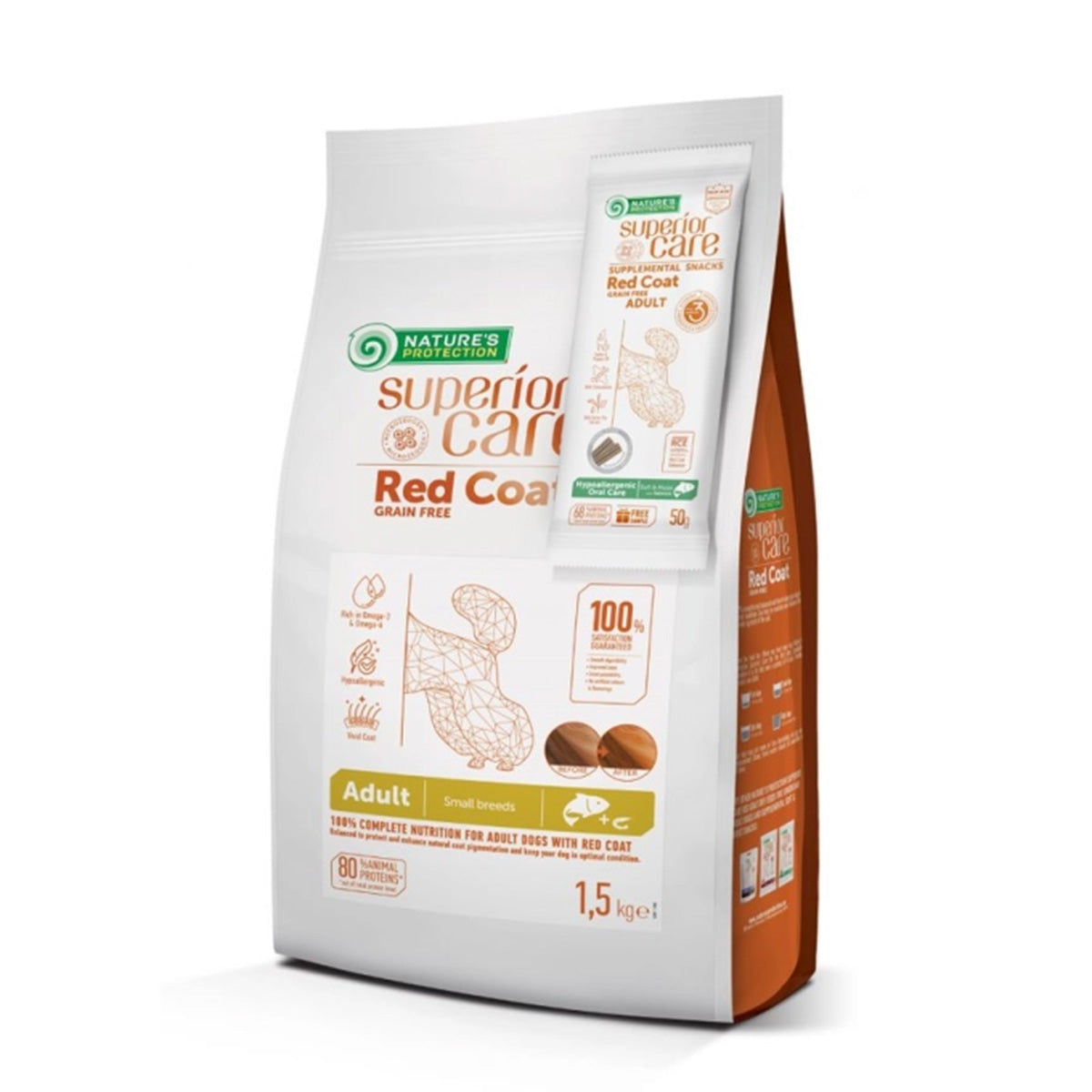 Nature's Protection Red Dog Pienso grain free Salmón adulto razas pequeñas 1,5 Kg