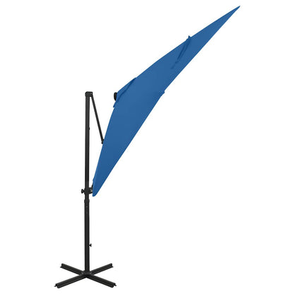 Vidaxl Sombrilla Jardín Voladiza Palo Y Luces Led Azul Celeste 250 Cm_1