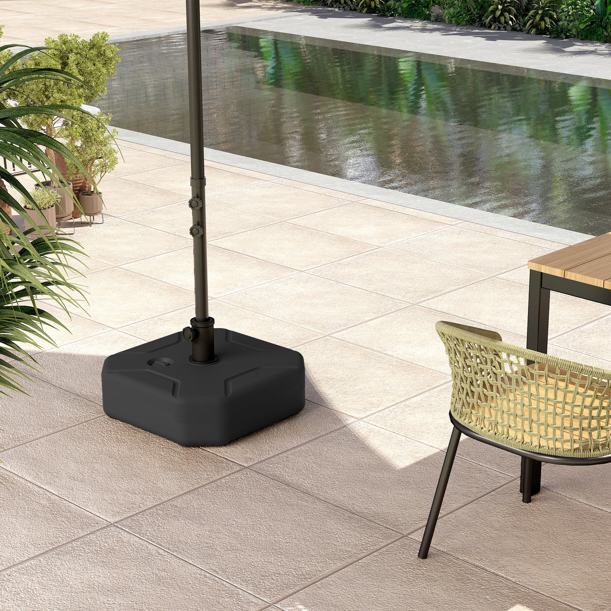 Outsunny Base Para Sombrilla Cuadrada Rellenable De Arena 25 Kg O Agua 20 Kg Negro_4