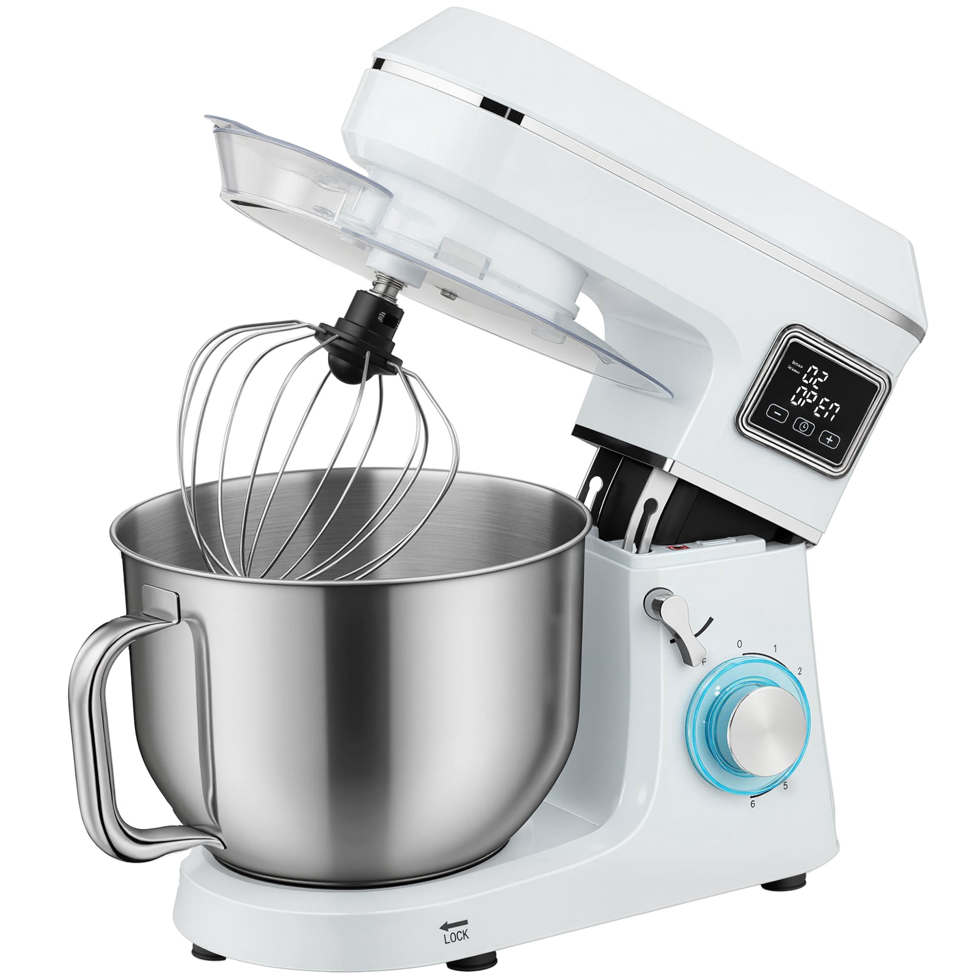 Homcom Batidora Amasadora 6l1400w 6 Velocidades Led Fermentación Blanco_0