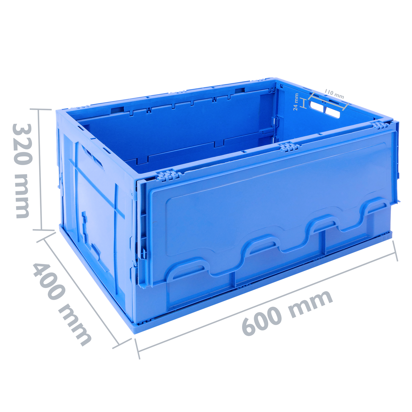 Caja De Plástico Eurobox Plegable Y Apilable. Contenedor Azul Con Tapa 60x40x32cm 65l 5-pack_1