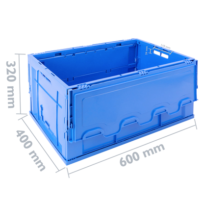 Caja De Plástico Eurobox Plegable Y Apilable. Contenedor Azul Con Tapa 60x40x32cm 65l 5-pack_1