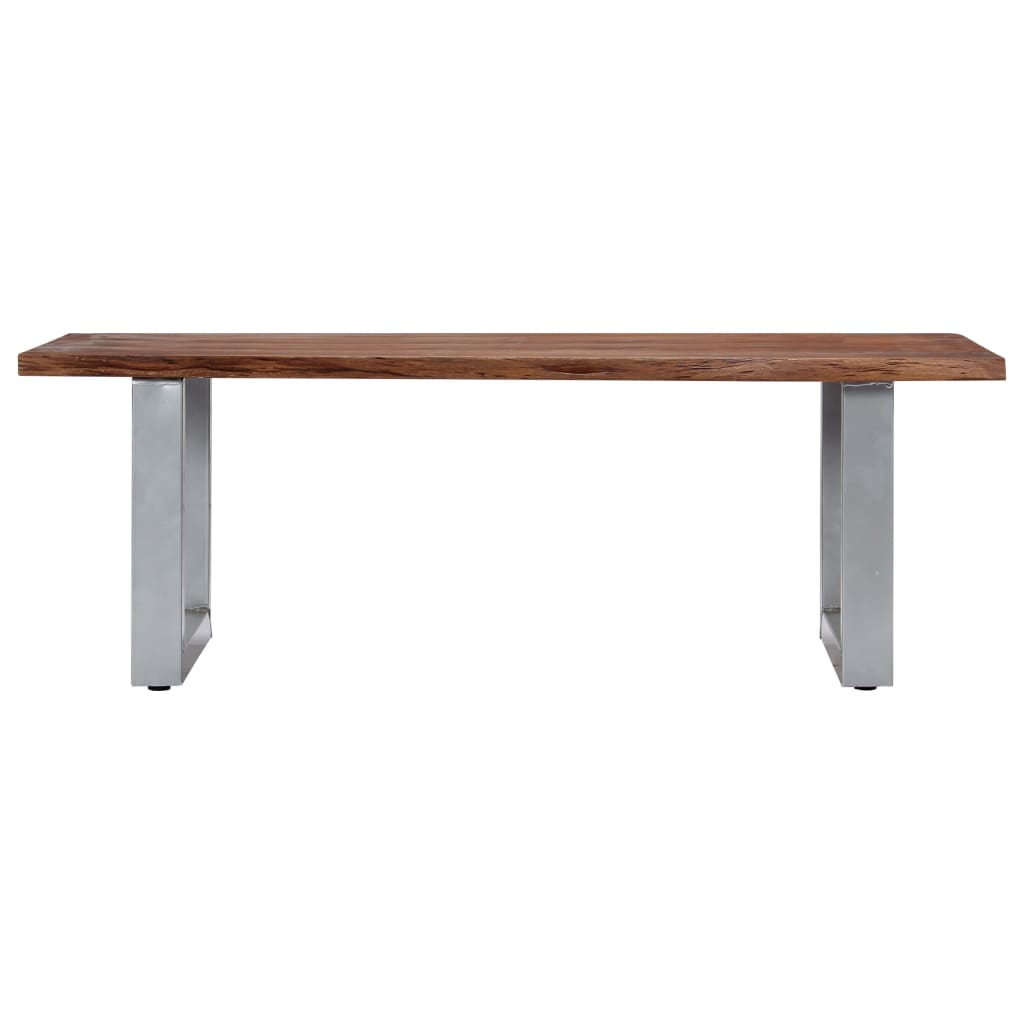 Mesa De Centro Borde Natural Madera Maciza Acacia 115x60x40 Cm_0