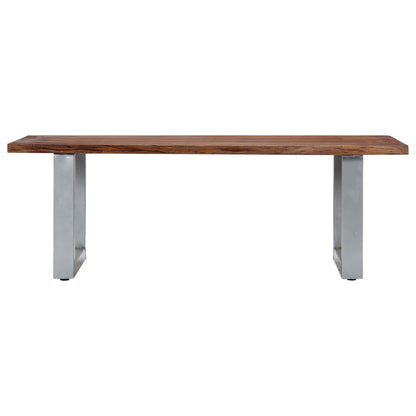 Mesa De Centro Borde Natural Madera Maciza Acacia 115x60x40 Cm_0