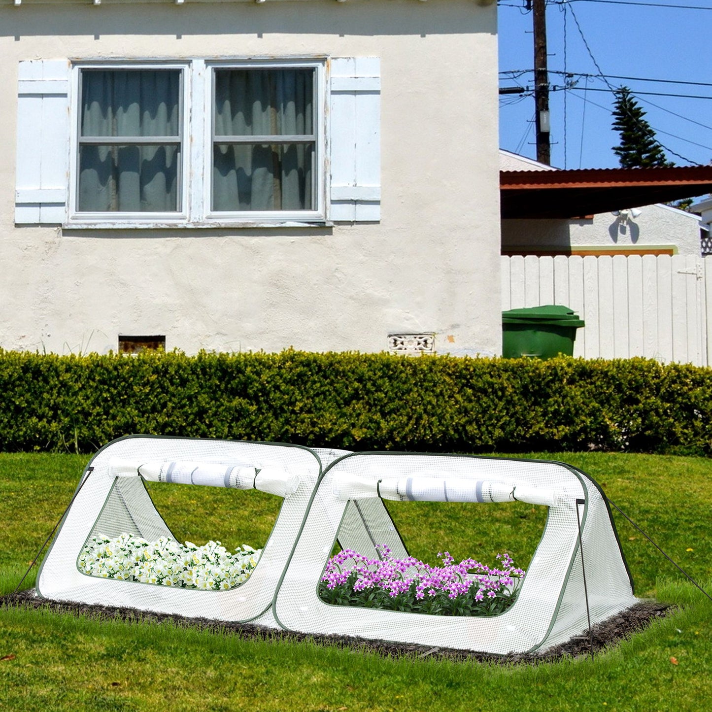 Outsunny Mini Invernadero Jardín Pop Up 240x120x75 Cm Con 4 Puertas Enrollables_1