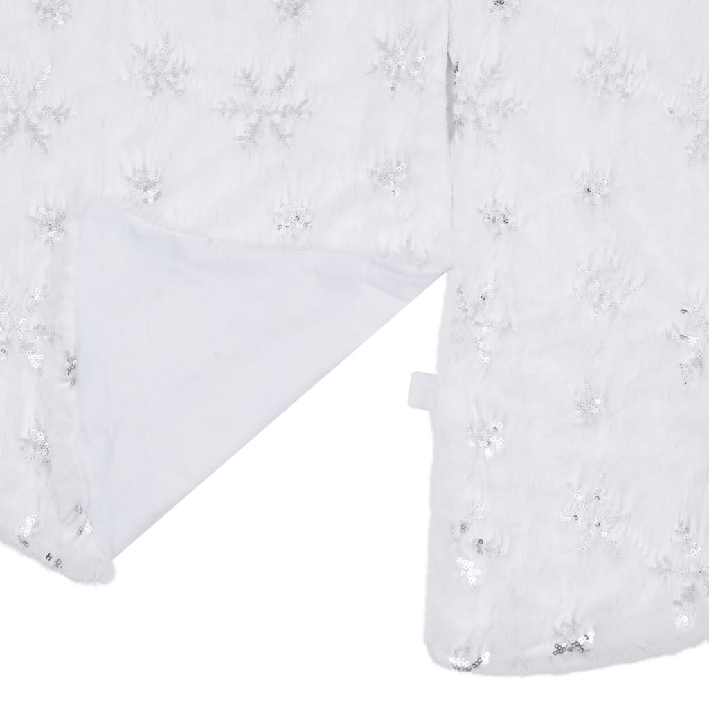Vidaxl Falda De Árbol De Navidad De Lujo Blanca De 90 Cm De Piel Sintética_3