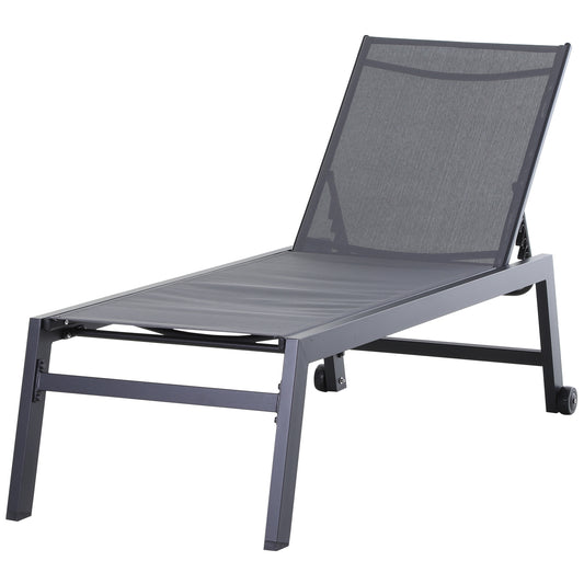 Outsunny Tumbona Con Respaldo Reclinable En 5 Posiciones 169x65x102cm Máx. 120kg_0