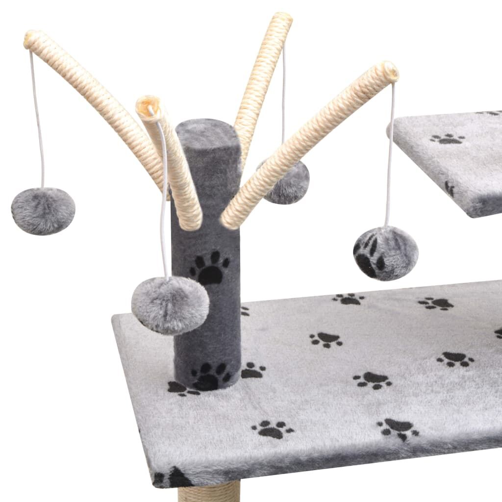 Vidaxl Rascador Para Gatos Poste Rascador De Sisal 125 Cm Huellas Gris_3