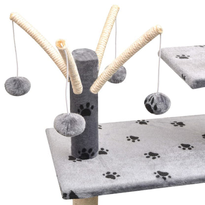 Vidaxl Rascador Para Gatos Poste Rascador De Sisal 125 Cm Huellas Gris_3