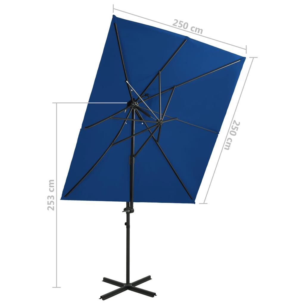 Vidaxl Sombrilla Jardín Voladiza Cubierta Doble Azul Celeste 250x250cm_2