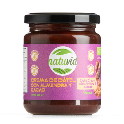 Crema de Dátil con Almendra y Cacao BIO Natuvid | 250gr | Vegana, Sin Gluten y Sin Lactosa | NON-GMO_0