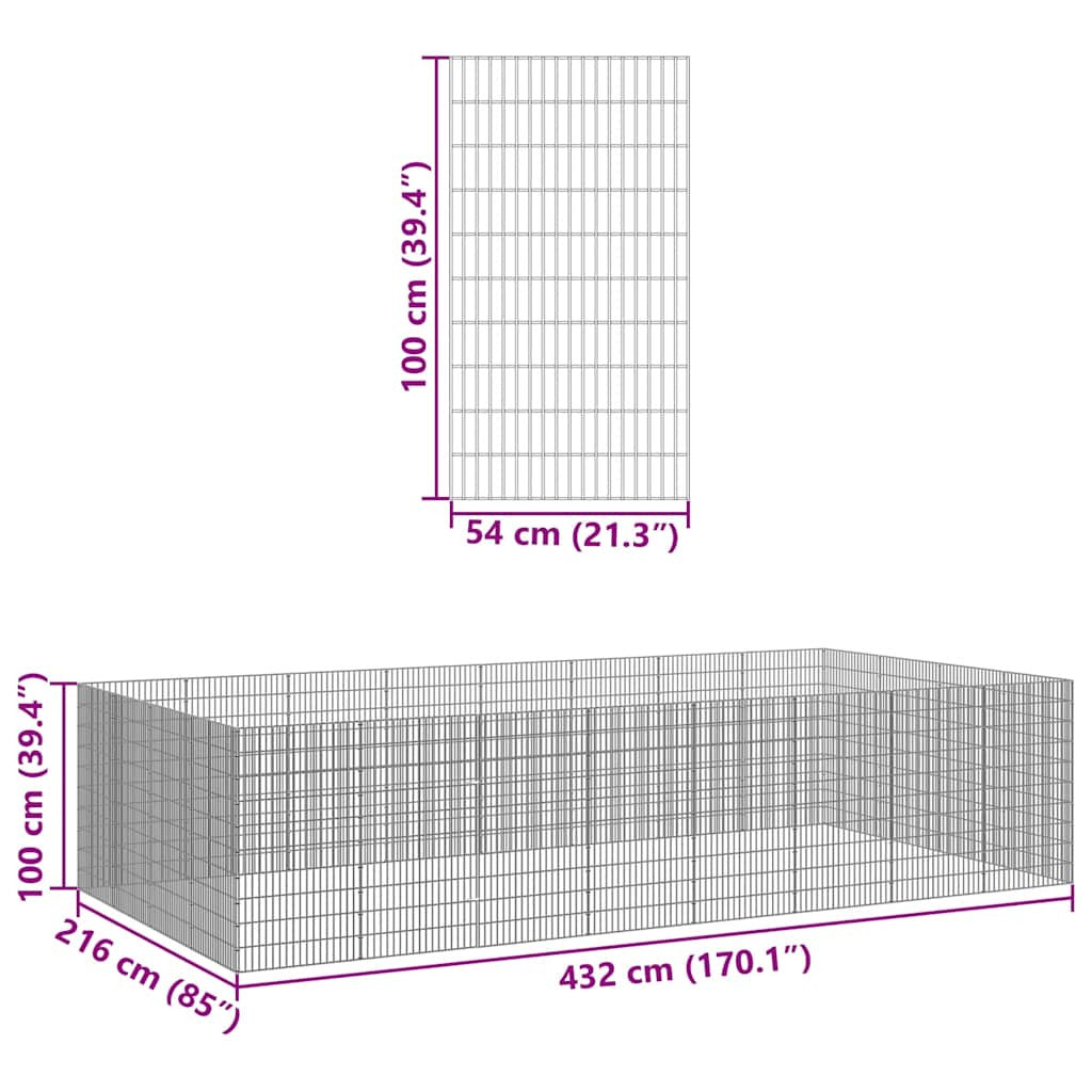 Vidaxl Recinto Corral Animales 24 Paneles Hierro Galvanizado 54x100 Cm_2