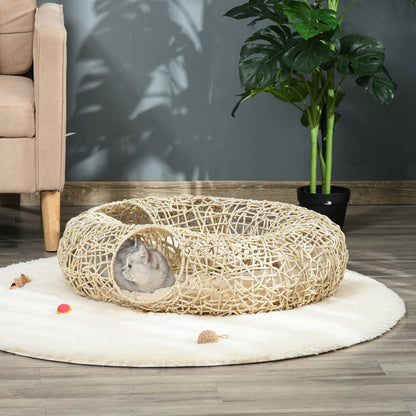 Pawhut Cama Para Gatos De Ratán 78x69x22cm Cesta Para Gatos Rolliza Cojín Suave_1