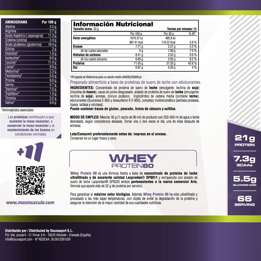 Whey Protein80 - 2 Kg - Peanut Butter Cups - Aumenta La Masa Muscular - Masmusculo_4