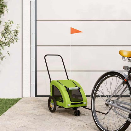 Vidaxl Remolque De Bicicleta Mascotas Hierro Tela Oxford Verde_1