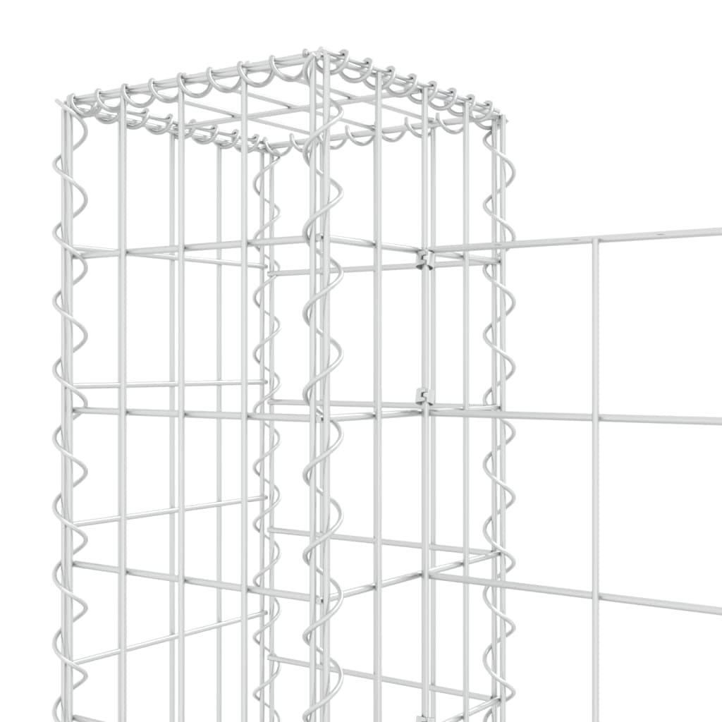 Cesta De Gaviones Forma De U 2 Postes De Hierro 140x20x100 Cm / Vetonek_0
