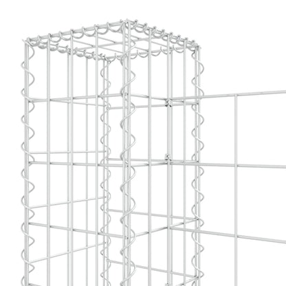 Cesta De Gaviones Forma De U 2 Postes De Hierro 140x20x100 Cm / Vetonek_0