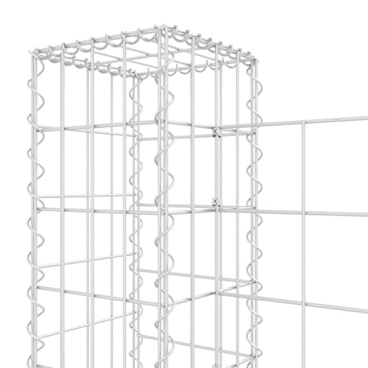 Cesta De Gaviones Forma De U 2 Postes De Hierro 140x20x100 Cm / Vetonek_0