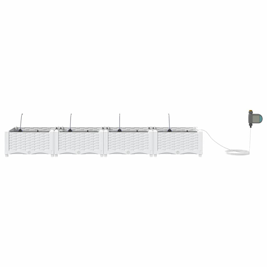 Vidaxl Jardineras Blanco 160 X 40 X 22 Cm Acero_4