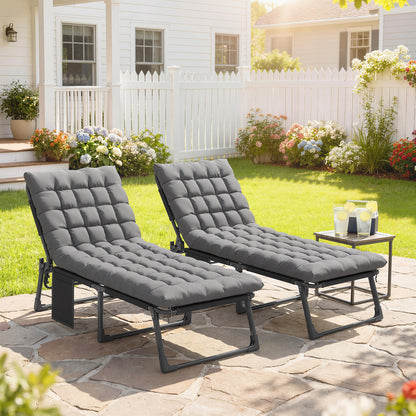 Outsunny Set De 2 Tumbonas Plegables Reclinables Con Cojines Y Bolsillo Gris_1