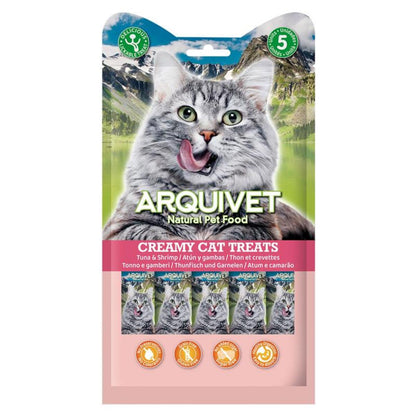 Creamy Cat Treats Snack cremoso de Atún y Gambas Arquivet 5x14 g
