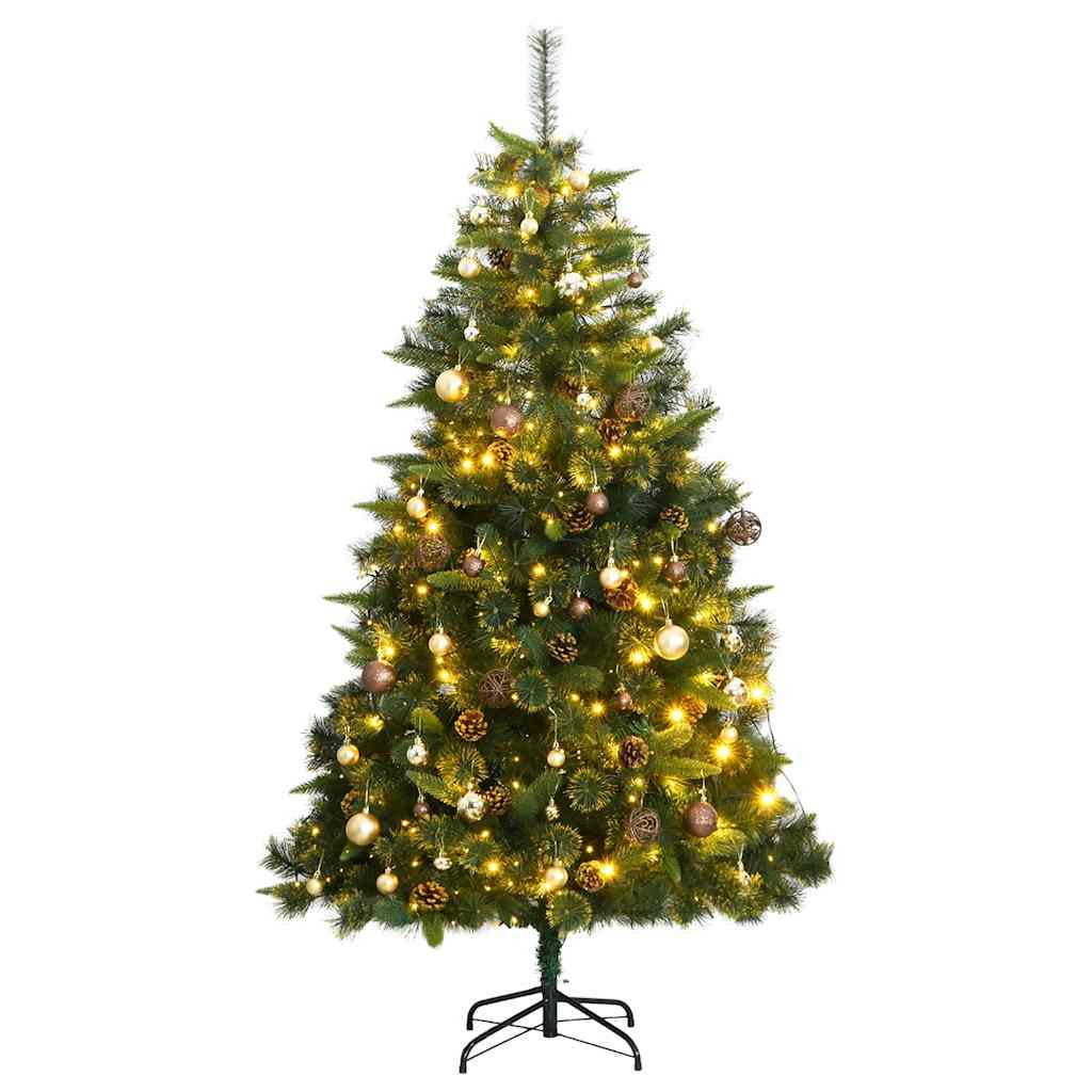 Vidaxl Árbol De Navidad Artificial Con Bisagras 300 Led Y Bolas 240 Cm_0