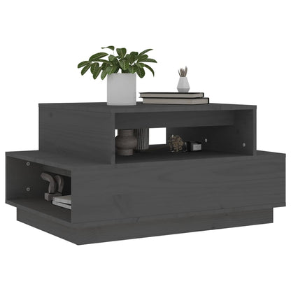Mesa De Centro Madera Maciza De Pino Gris 80x55x40,5 Cm_2