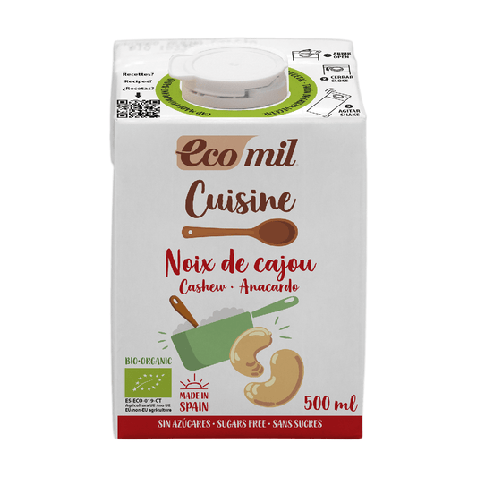 Crema Vegetal de Anacardo sin azúcar Bio Cuisine Ecomil 500 ml