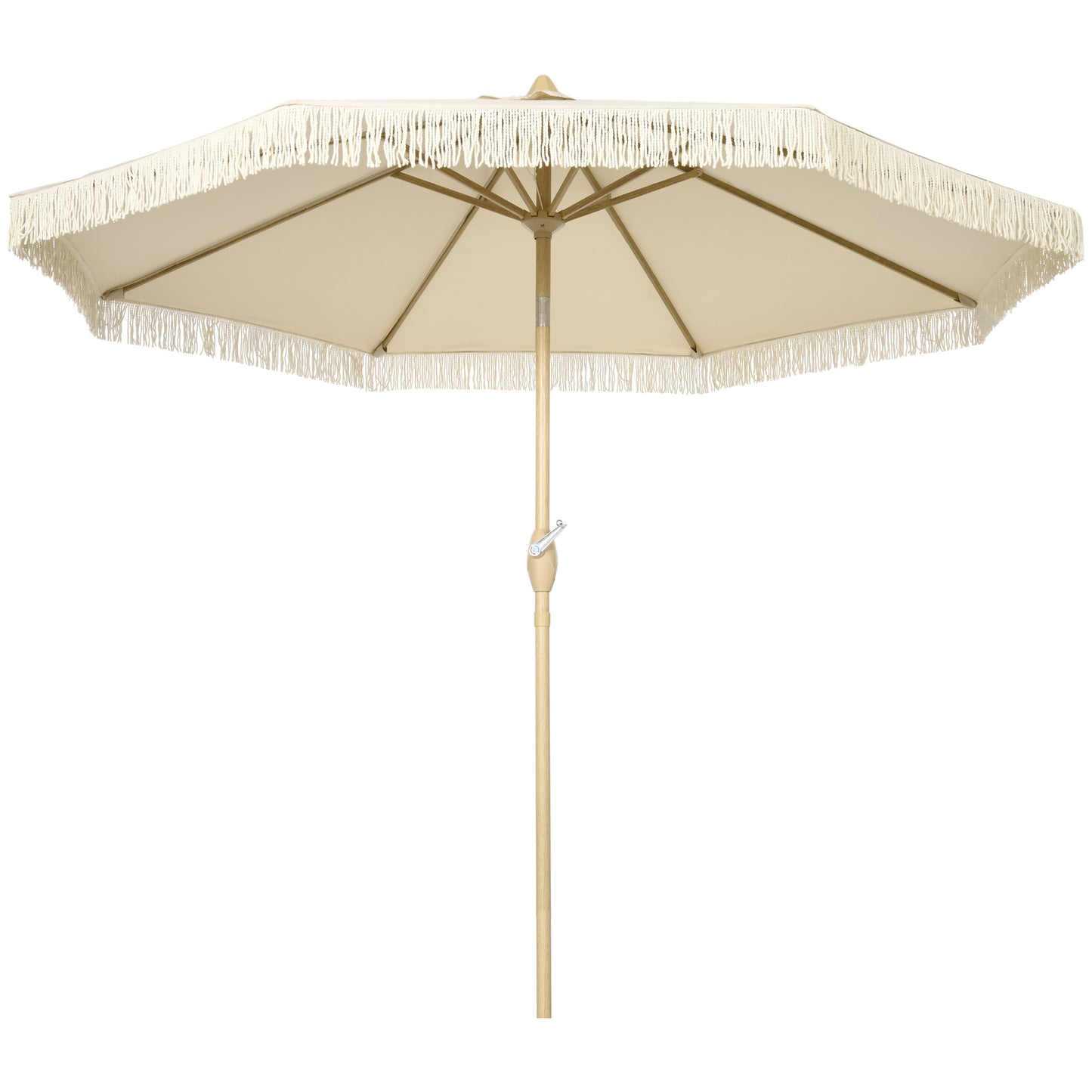 Outsunny Sombrilla Terraza Exterior Ø265x244 Cm Con Ángulo Ajustable Crema_0
