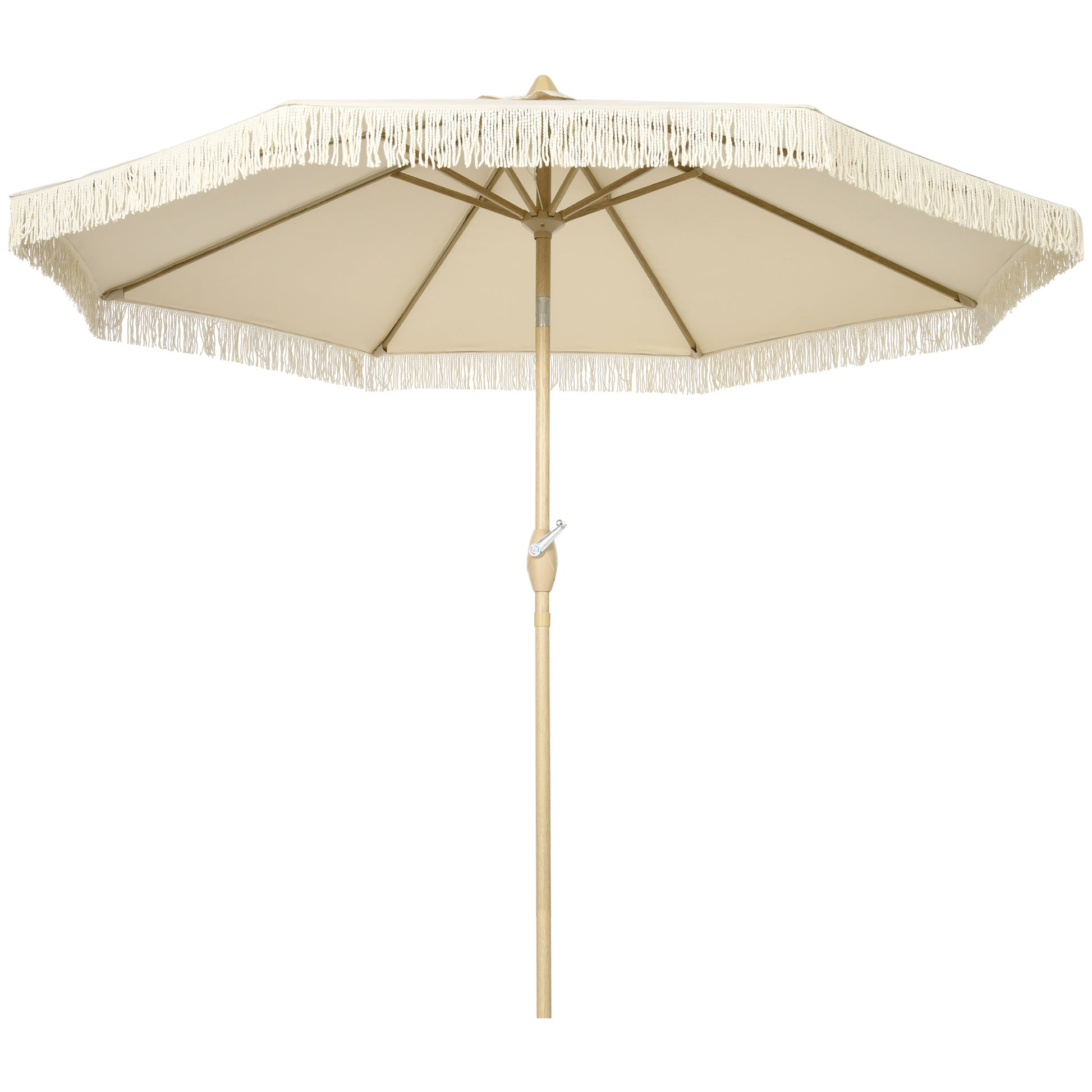 Outsunny Sombrilla Terraza Exterior Ø265x244 Cm Con Ángulo Ajustable Crema_0