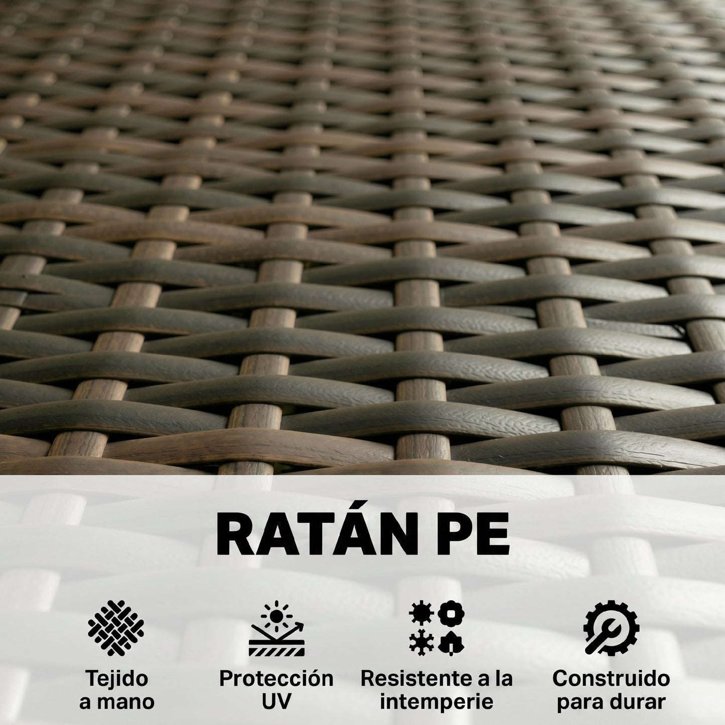 Outsunny Conjunto Jardín Exterior De Ratán Sintético Con Cojines Marrón Y Gris_4