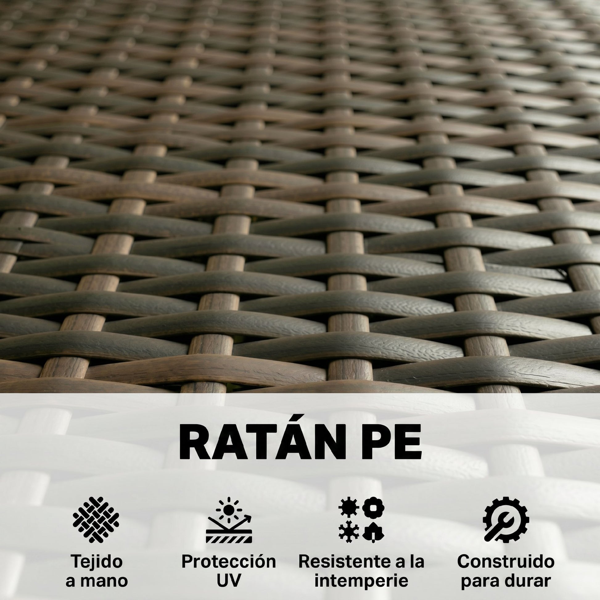 Outsunny Conjunto Jardín Exterior De Ratán Sintético Con Cojines Marrón Y Gris_4