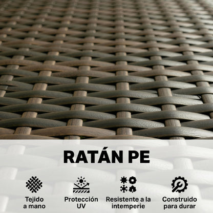 Outsunny Conjunto Jardín Exterior De Ratán Sintético Con Cojines Marrón Y Gris_4