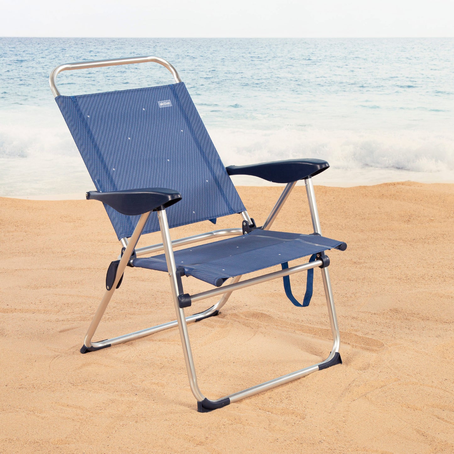 Aktive Pack 2 Sillas De Playa Plegables 4 Posiciones, Estructura De Aluminio Y Textileno Azul_2