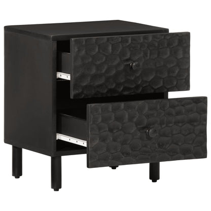 Mesitas De Noche 2 Uds Madera Maciza De Mango Negro 40x33x46 Cm_1
