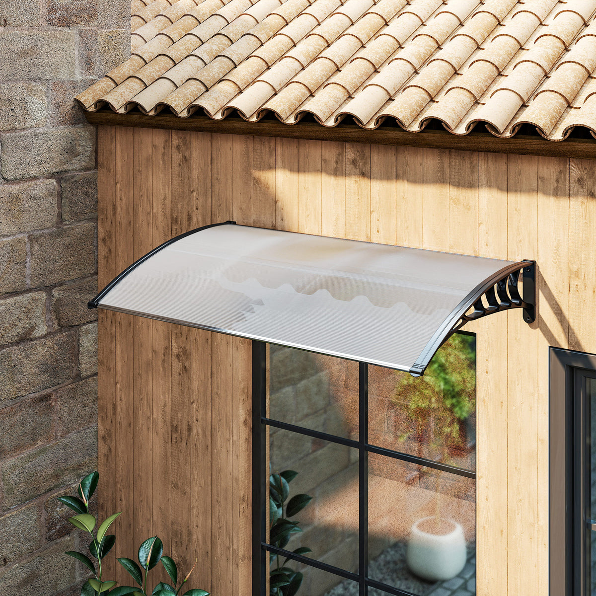 Tejadillo De Protección Outsunny Transparente 150x90x25 Cm_4