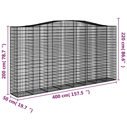Cestas De Gaviones 4 Uds Forma De Arco Hierro 400x50x200/220 Cm_5