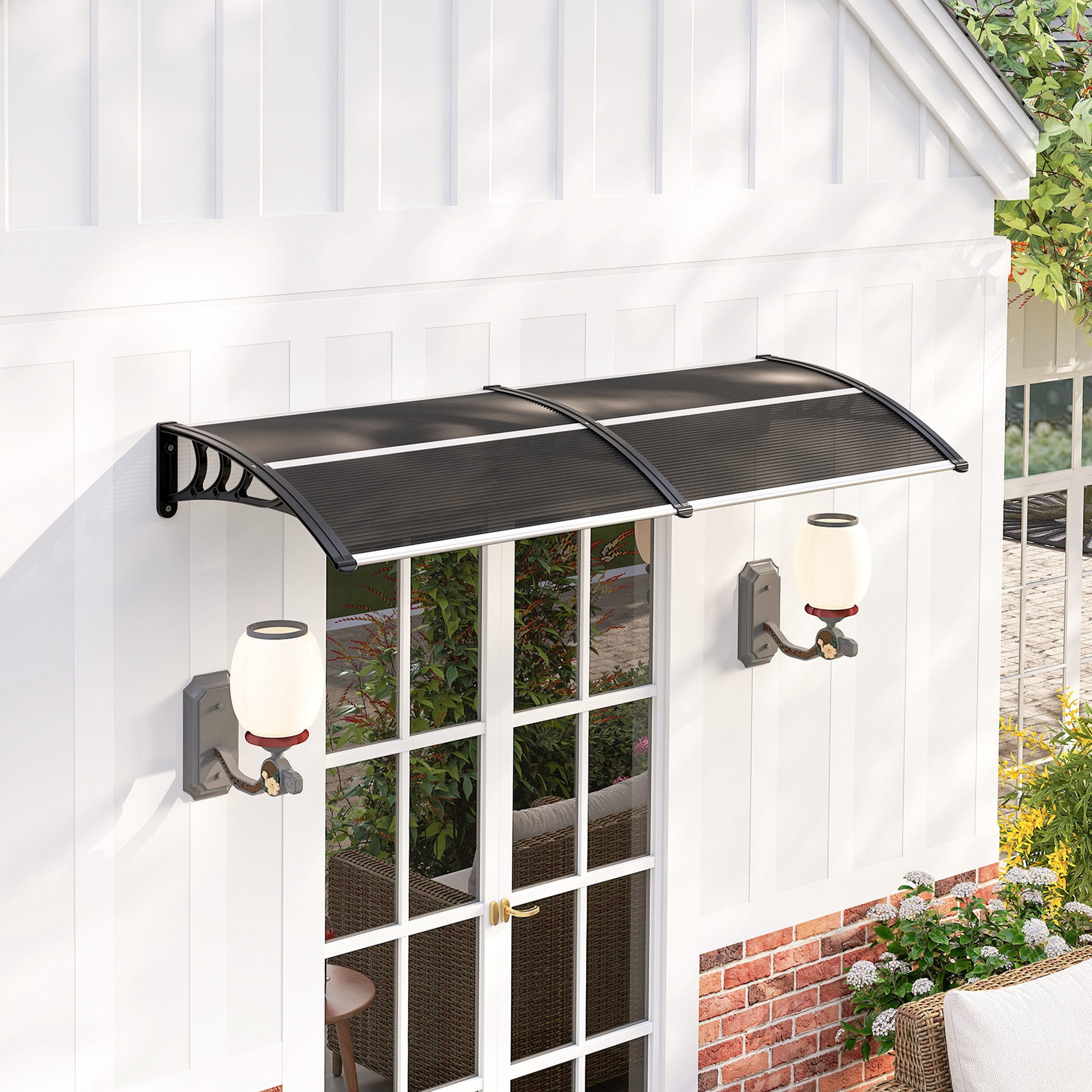 Outsunny Marquesina Exterior Para Puertas Y Ventanas 196x75 Cm Negro_1