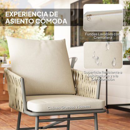 Outsunny Muebles De Jardín Con 2 Sillas Con Cojines Lavables Y Mesa Impermeable_4
