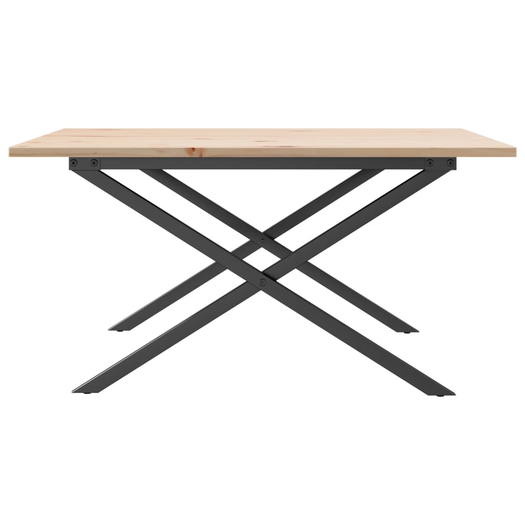 Mesa De Centro Marco X Madera Maciza Pino Y Acero 80x80x45 Cm_3