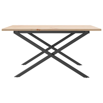 Mesa De Centro Marco X Madera Maciza Pino Y Acero 80x80x45 Cm_3