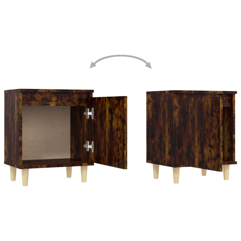 Mesita De Noche Con Patas Madera Roble Ahumado 40x30x50 Cm_3