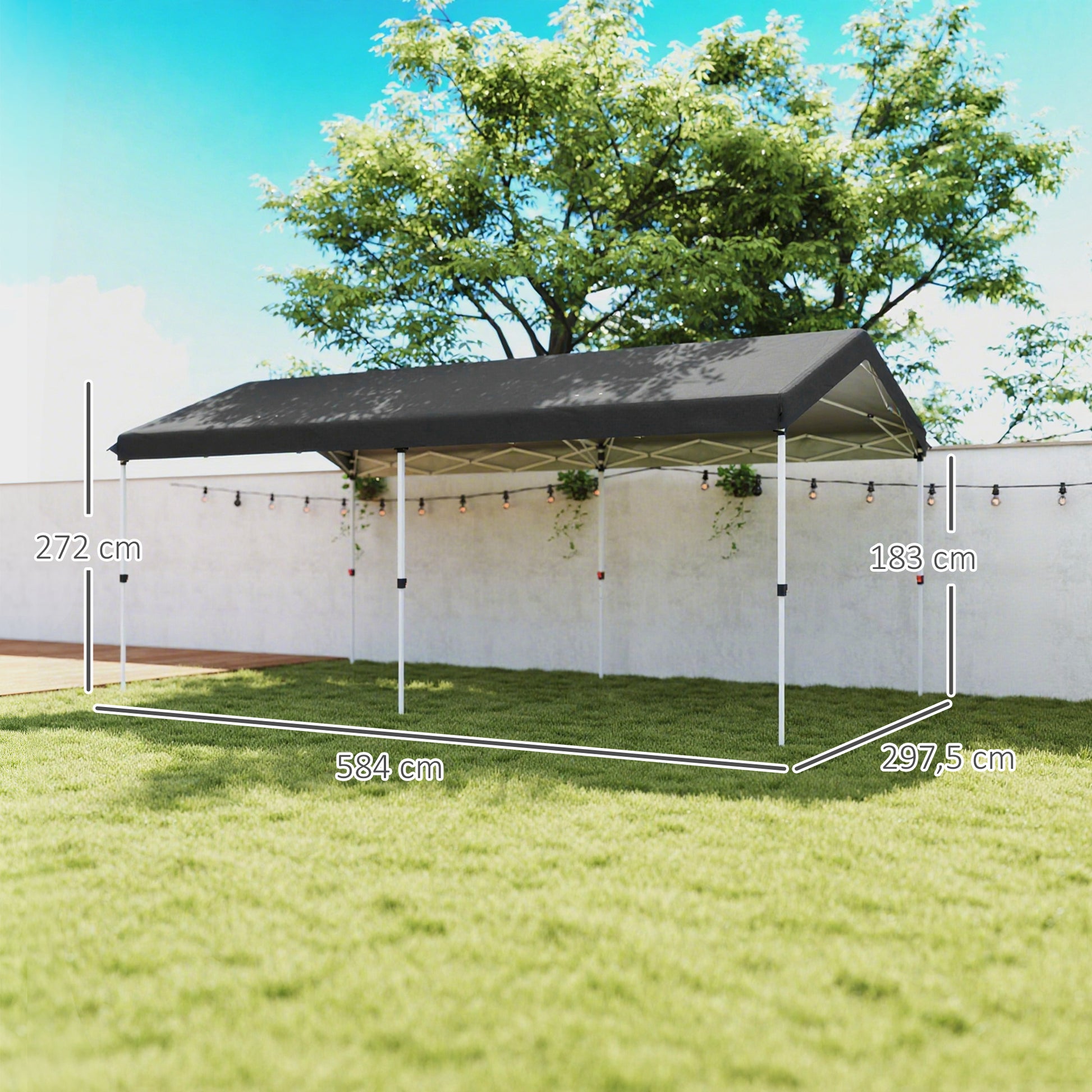 Outsunny Carpa Plegable 6x3 M Con Altura Ajustable Protección Uv50+ Gris Oscuro_2