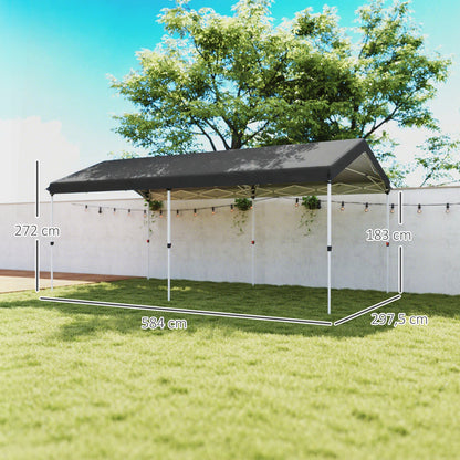 Outsunny Carpa Plegable 6x3 M Con Altura Ajustable Protección Uv50+ Gris Oscuro_2