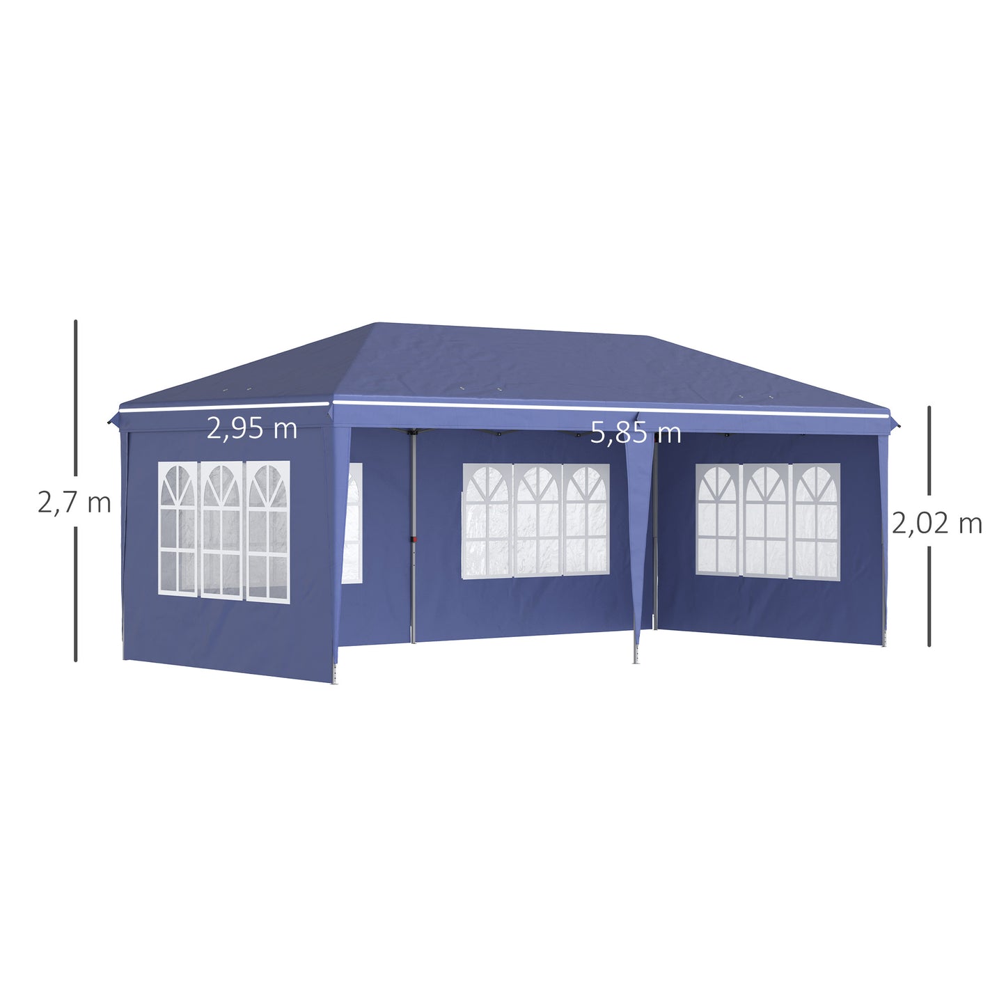 Outsunny Carpa Plegable 6x3 M Con 4 Laterales Desmontables 4 Ventanas Azul_2