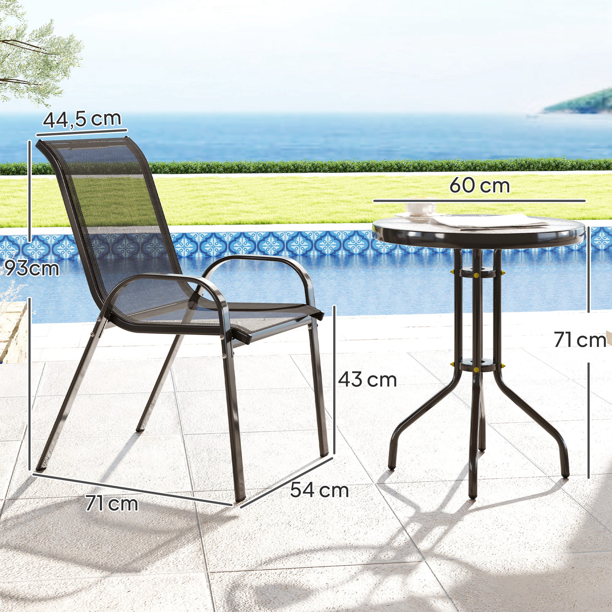 Outsunny Conjunto De Mesa Y Sillas De Terraza Exterior De 3 Piezas_2