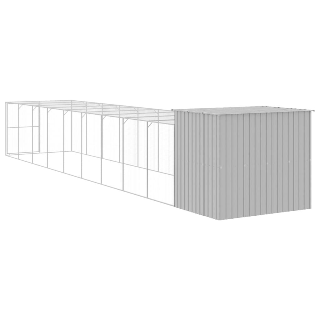 Vidaxl Caseta Perro Corral Acero Galvanizado Gris Claro 214x1069x181cm_4