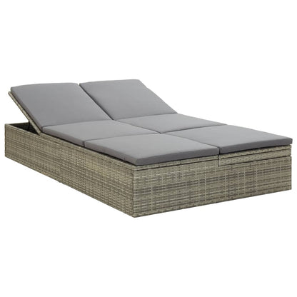Vidaxl Tumbona Convertible Con Cojín De Ratán Sintético Gris_0